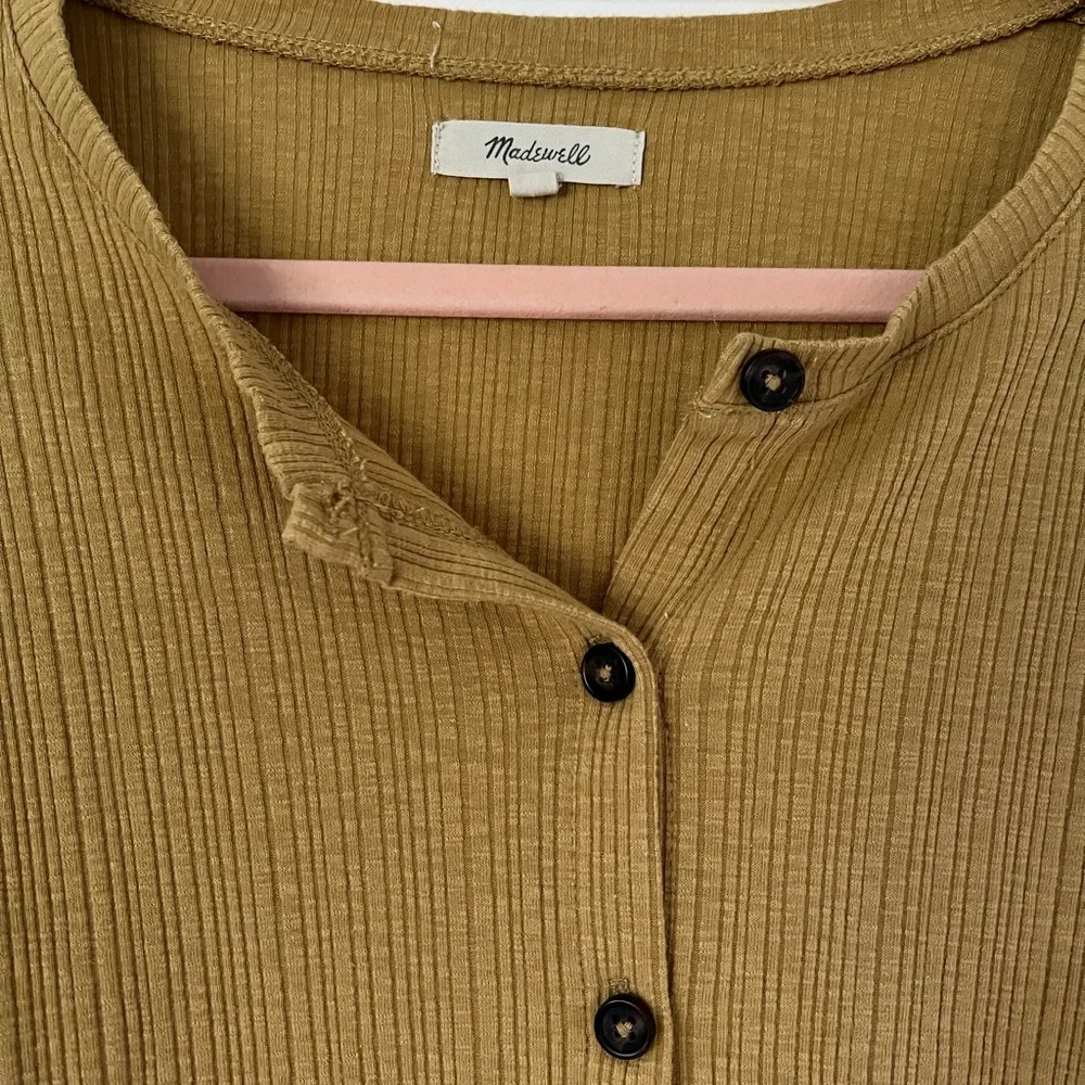 Madewell Mustard Button-Down Shirt - Picture 3 of 9